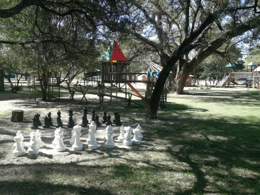 Giant outdoor chess and family play area